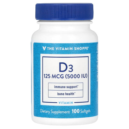 The Vitamin Shoppe, Vitamin D3, 125 mcg (5,000 IU), 100 Softgels