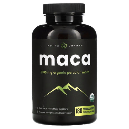 NutraChamps, Maca, 180 Organic Capsules