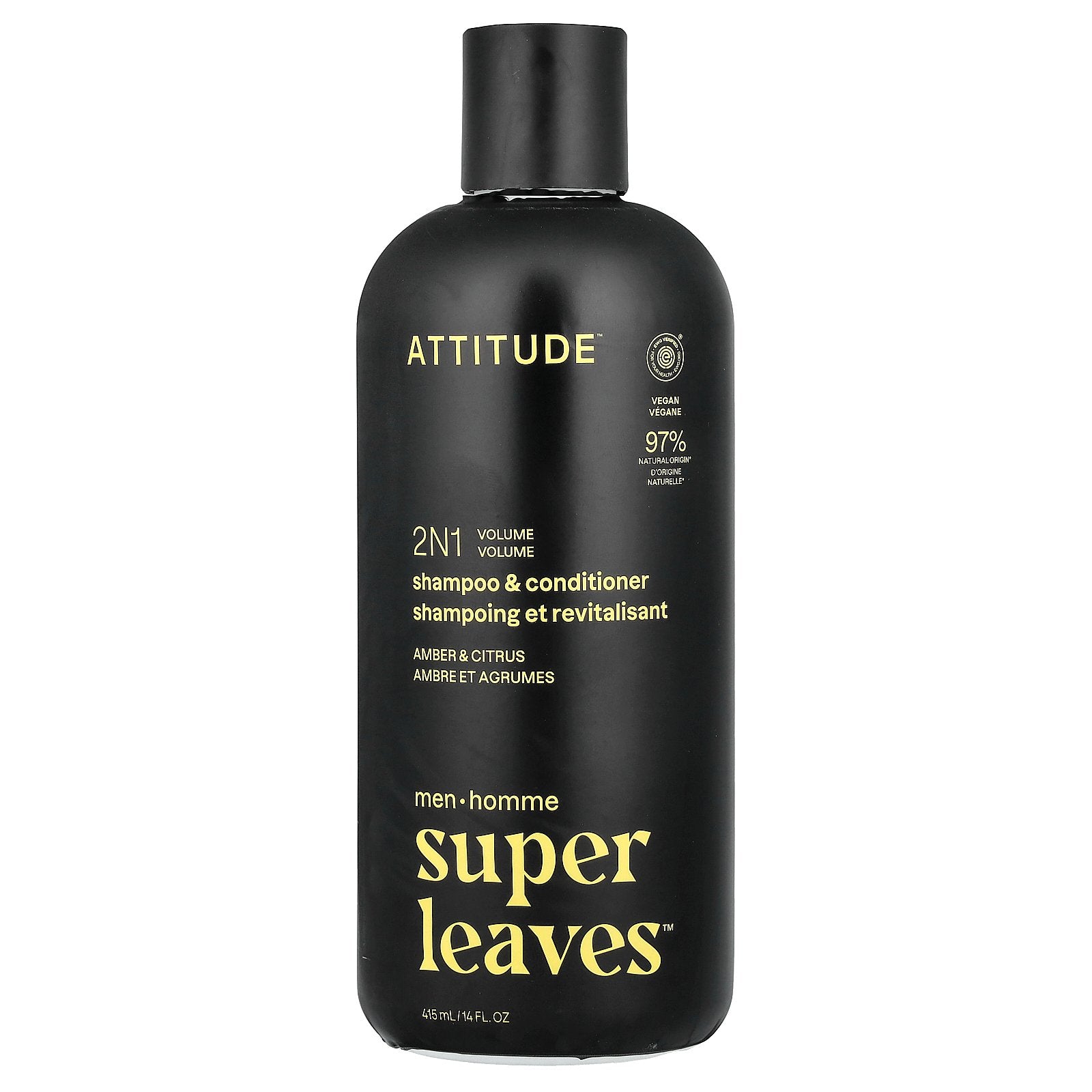 ATTITUDE, Super Leaves™, 2N1 Volume Shampoo & Conditioner, For Men, Amber & Citrus, 14 fl oz (415 ml)