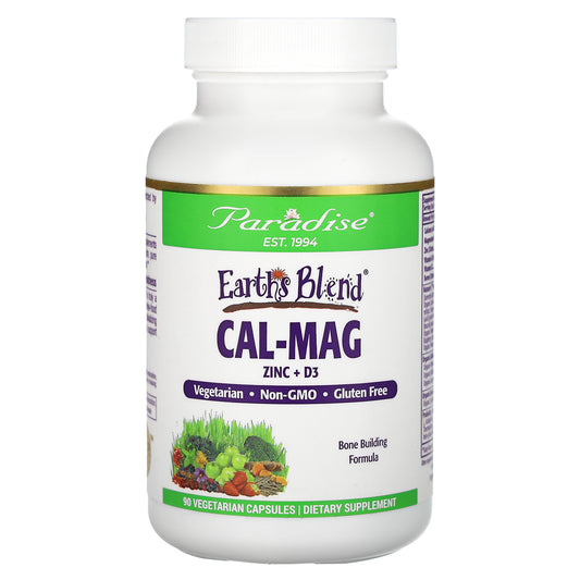 Paradise Herbs, Earth's Blend, Cal-Mag Zinc + D3, 90 Vegetarian Capsules