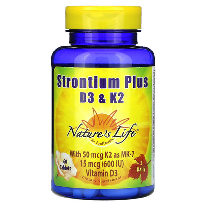 Nature's Life, Strontium Plus D3 &K2, 60 Tablets