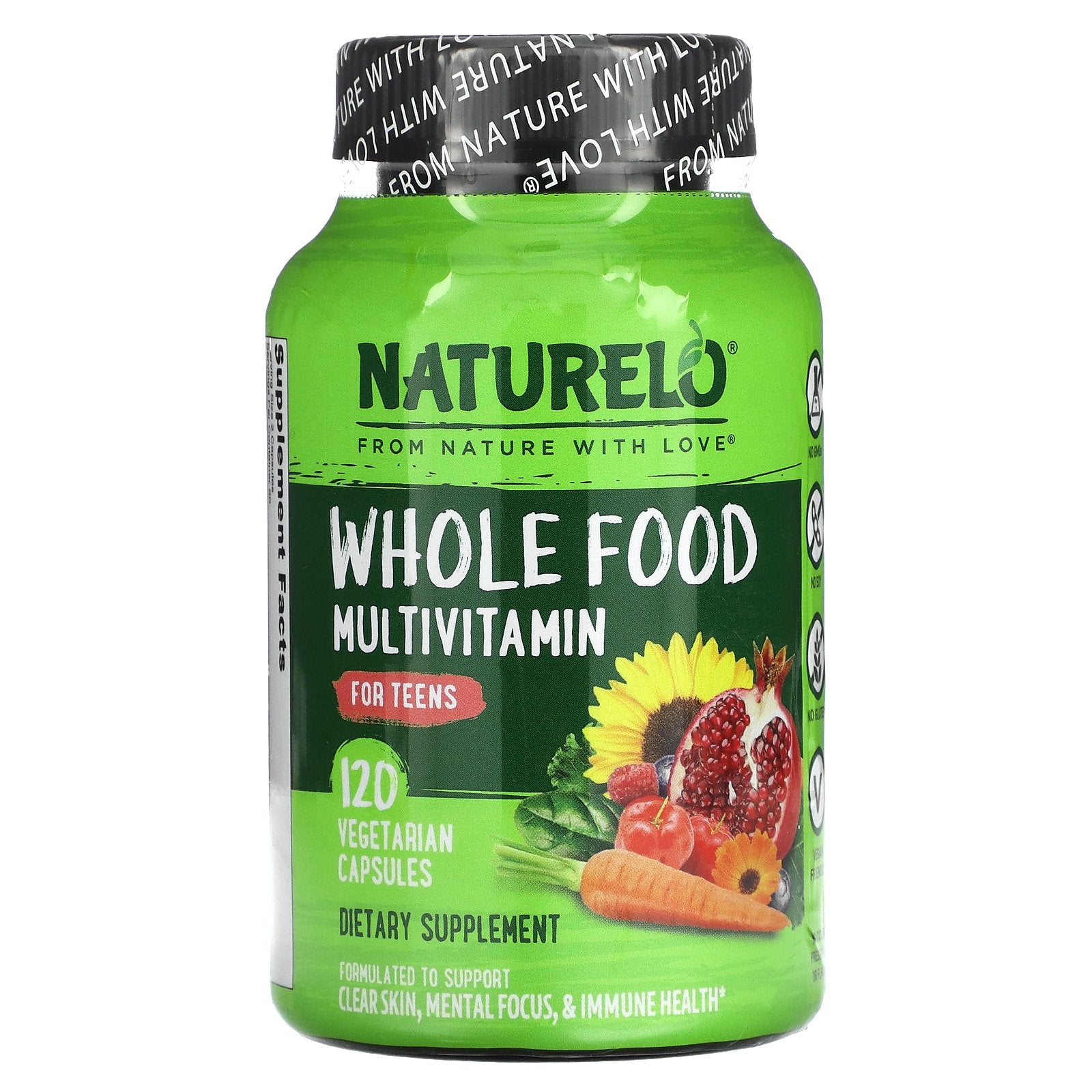 NATURELO, Whole Food Multivitamin for Teens, 120 Vegetarian Capsules