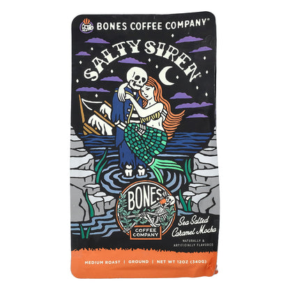 Bones Coffee Company, Salty Siren, Sea Salted Caramel Mocha, Ground, Medium Roast, 12 oz (340 g)