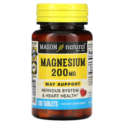 Mason Natural, Magnesium, 200 mg, 100 Tablets