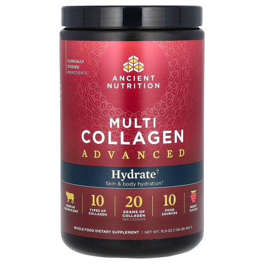 Ancient Nutrition, Multi Collagen Advanced, Hydrate, Berry, 16.9 oz (480 g)