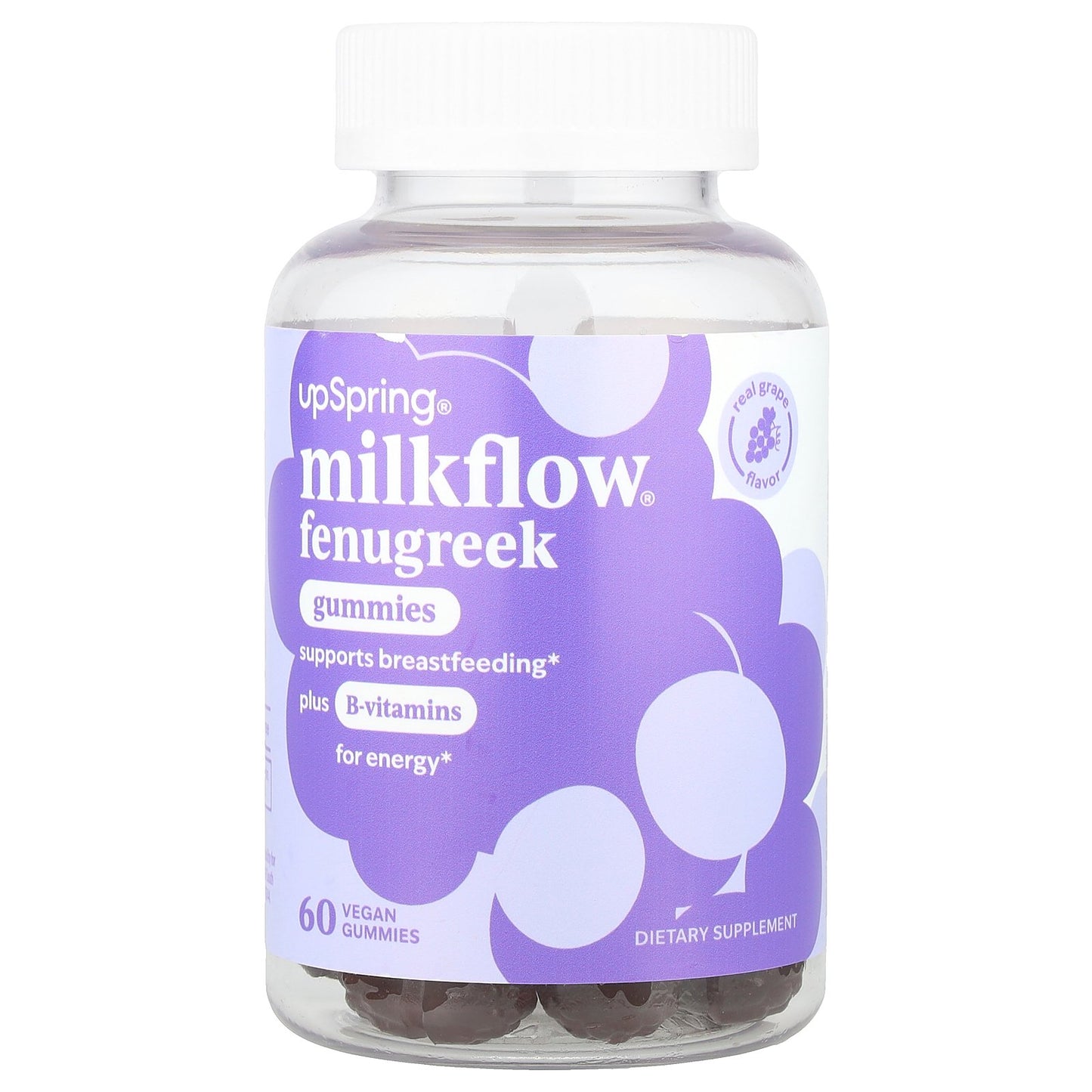 UpSpring, Milkflow® Fenugreek Gummies, Real Grape , 60 Vegan Gummies