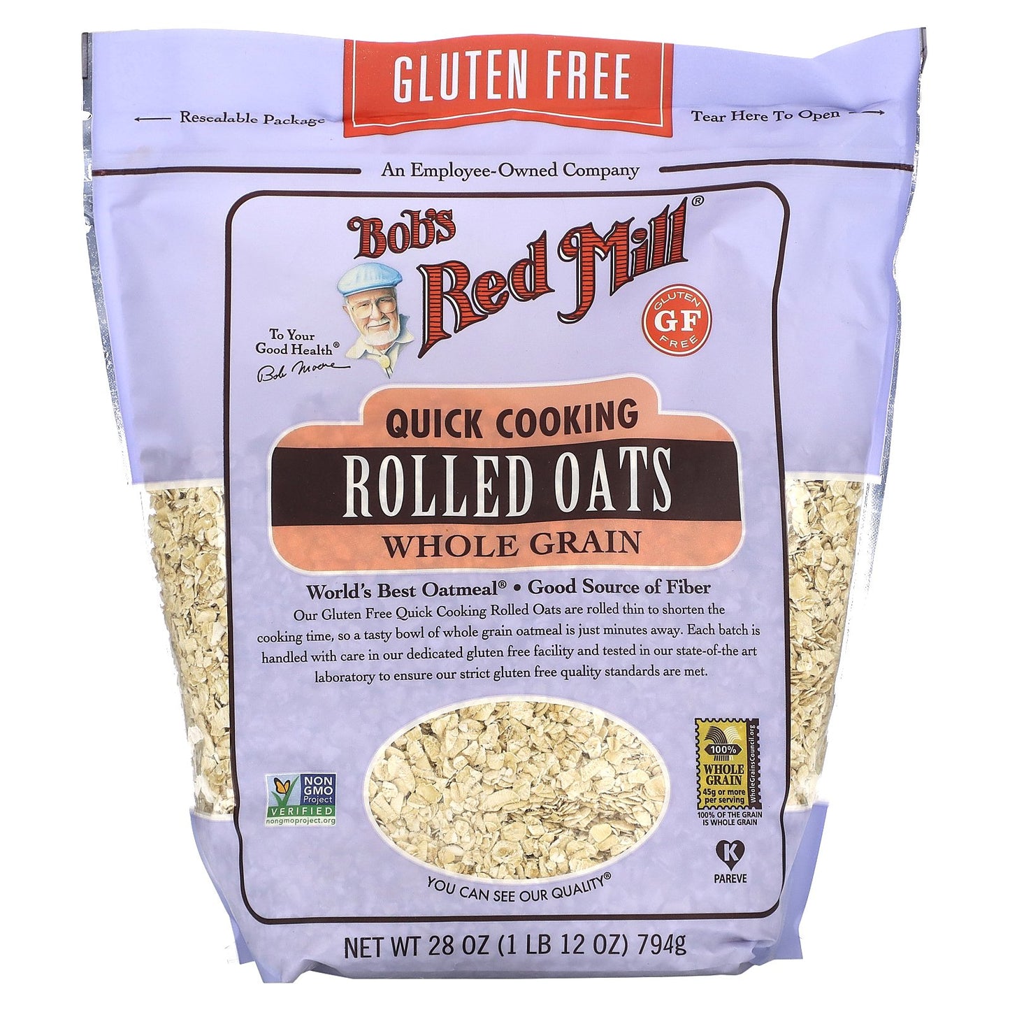 Bob's Red Mill, Quick Cooking Rolled Oats, Whole Grain, Gluten Free, 28 oz (794 g)