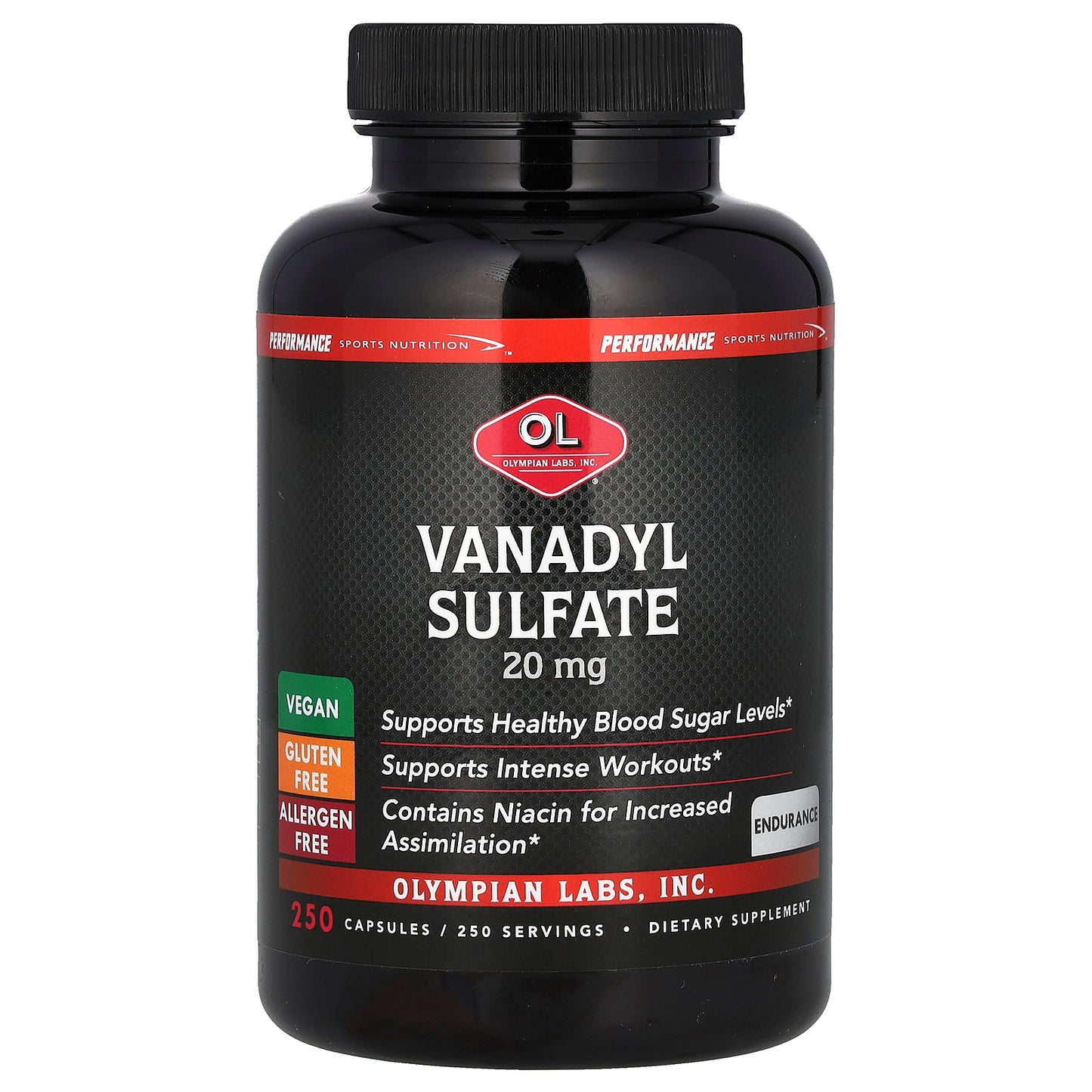 Olympian Labs, Vanadyl Sulfate, 20 mg, 250 Capsules