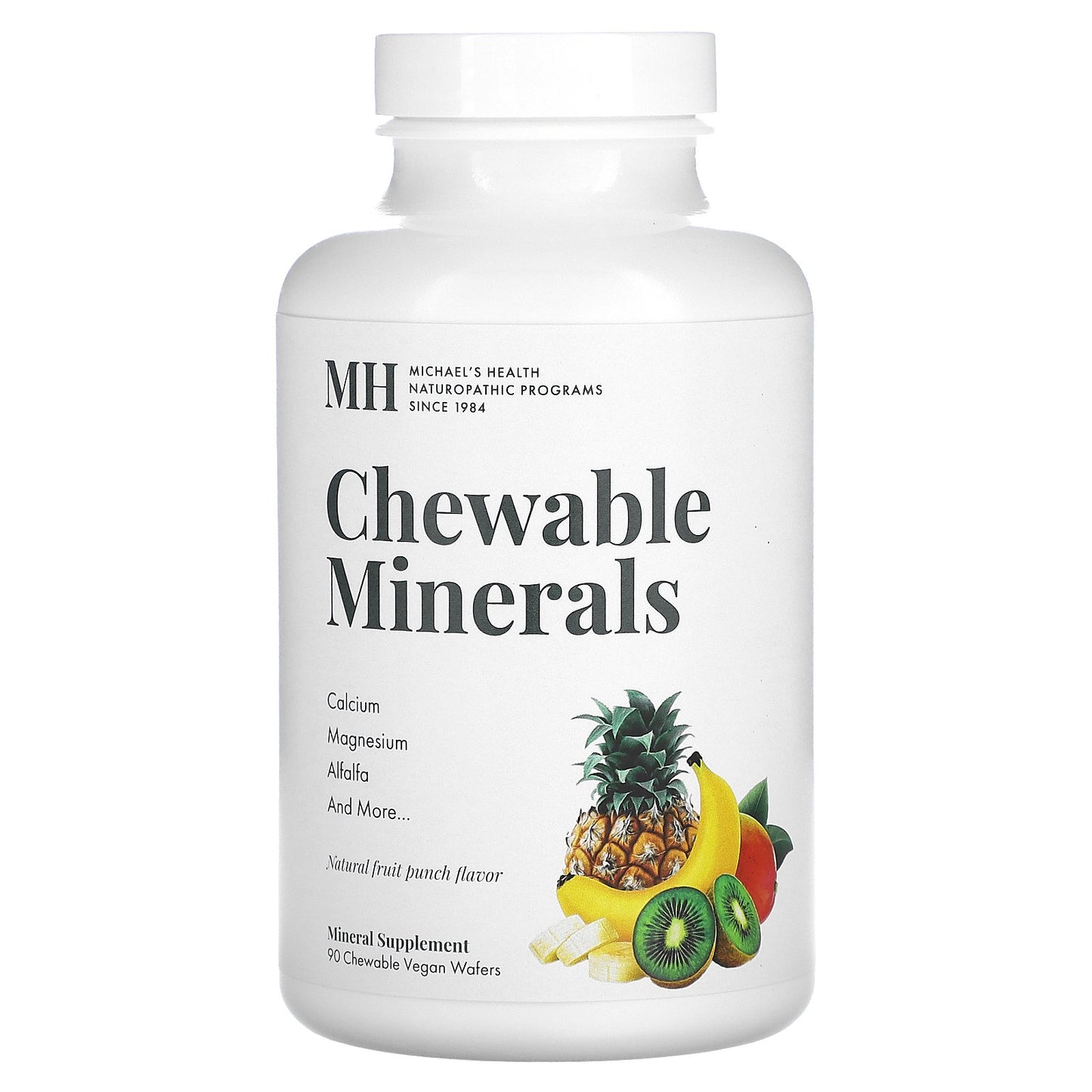 Michael's Naturopathic, Chewable Minerals, Natural Fruit Punch, 90 Chewable Vegan Wafers