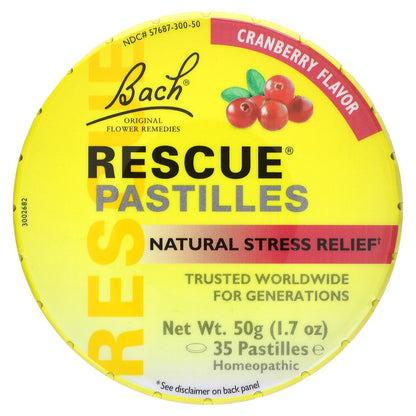 Bach, Rescue® Pastilles, Natural Stress Relief, Cranberry, 35 Pastilles, 1.7 oz (50 g)