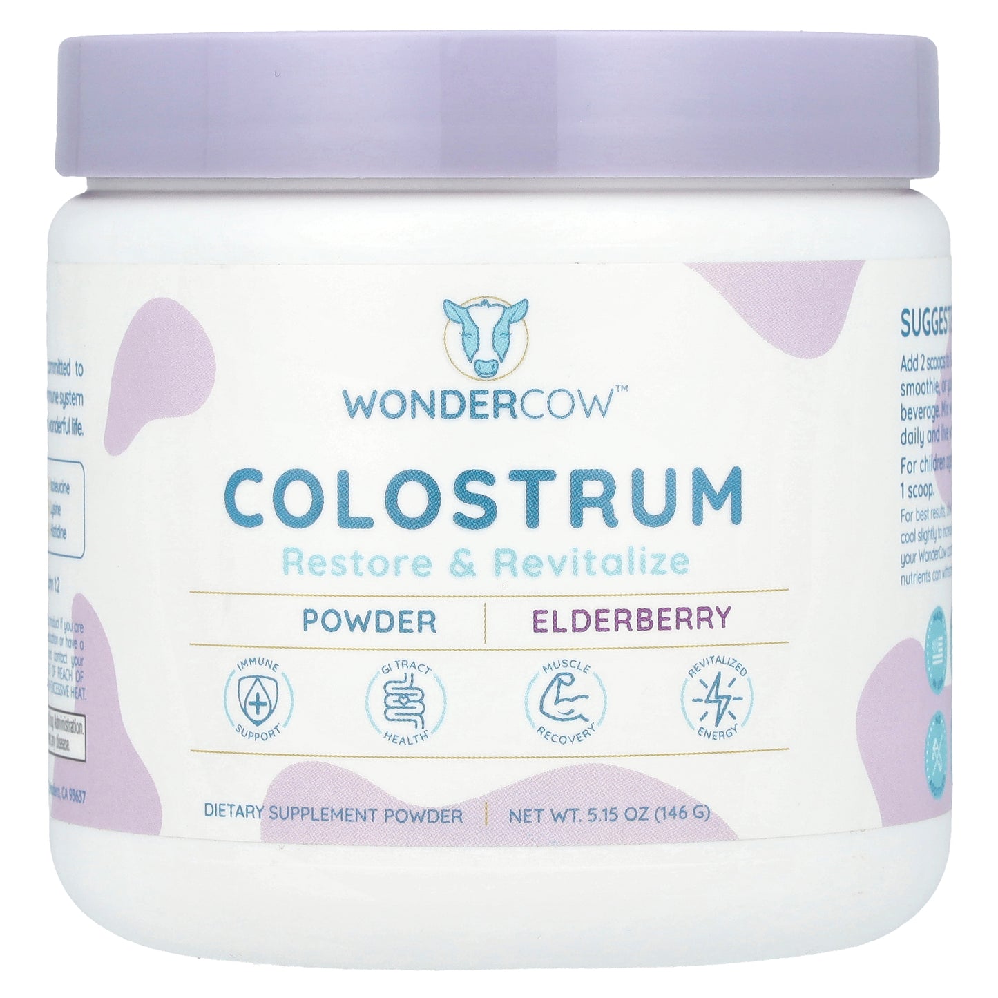 Wondercow, Colostrum Powder, Elderberry, 5.15 o (146 g)