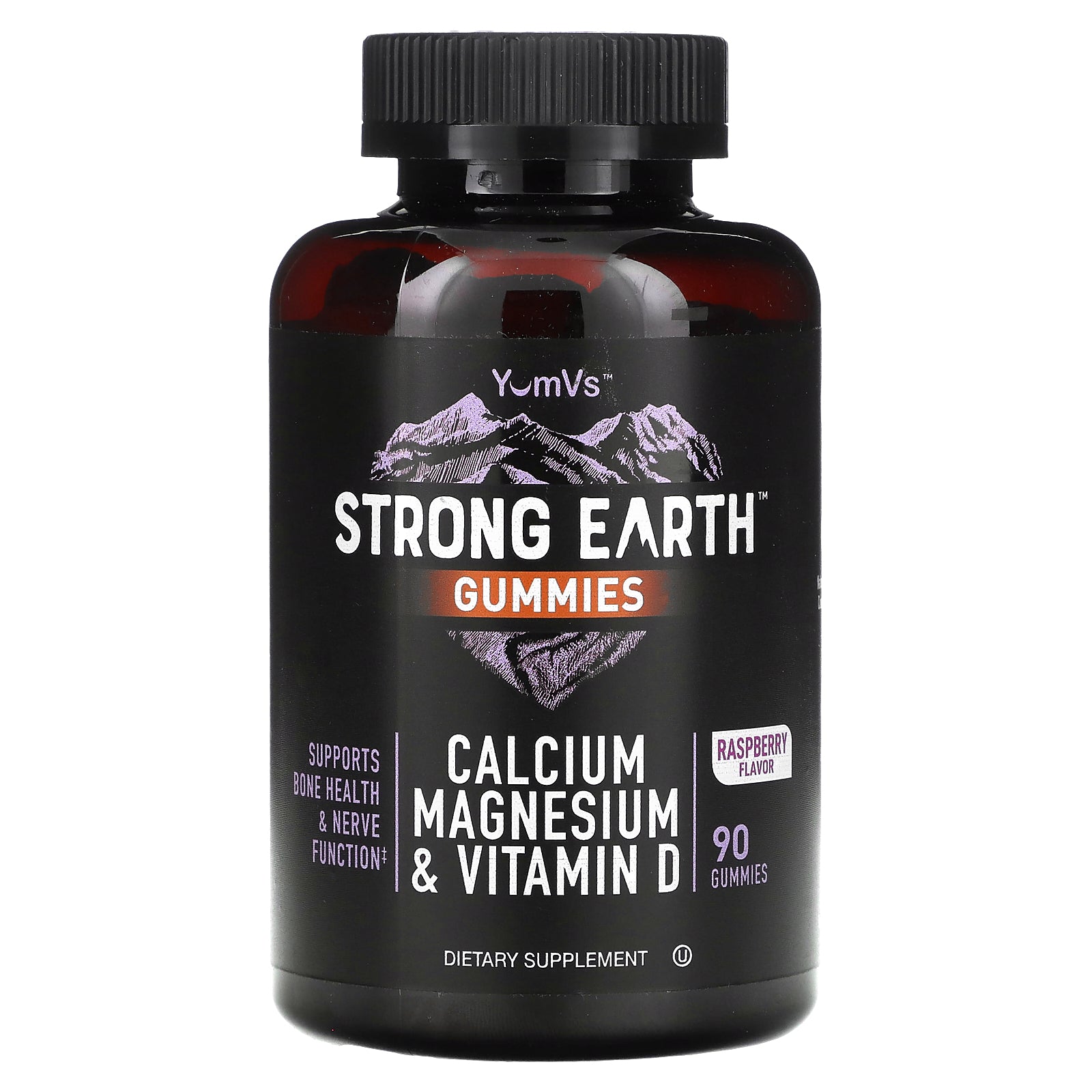 YumVs, Strong Earth Gummies, Calcium Magnesium & Vitamin D, Raspberry, 90 Gummies