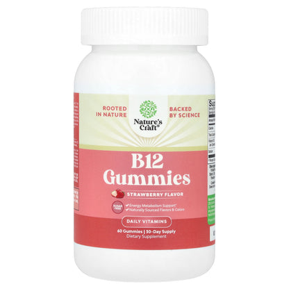 Nature's Craft, B12 Gummies, Strawberry, 60 Gummies