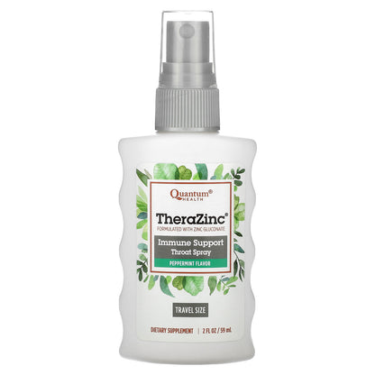 Quantum Health, TheraZinc, Immune Support Throat Spray, Peppermint, 7.4 mg, 2 fl oz (59 ml)