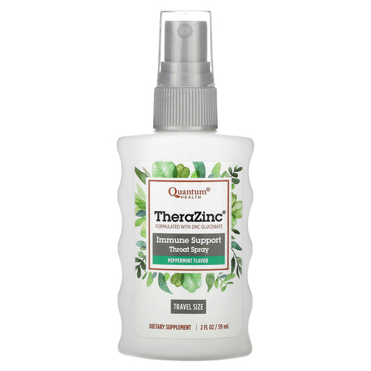Quantum Health, TheraZinc, Immune Support Throat Spray, Peppermint, 7.4 mg, 2 fl oz (59 ml)