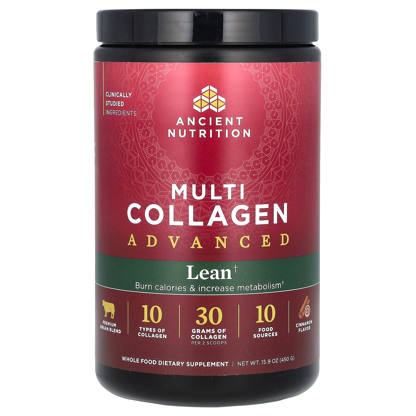 Ancient Nutrition, Multi Collagen Advanced, Lean, Cinnamon, 15.9 oz (450 g)