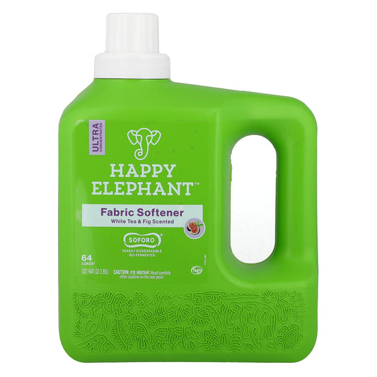 Happy Elephant, Fabric Softener, White Tea & Fig, 64 fl oz (1.89 l)