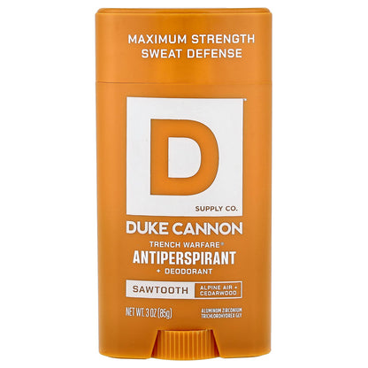 Duke Cannon Supply Co., Trench Warfare® Antiperspirant + Deodorant, Sawtooth, Alpine Air + Cedarwood, 3 oz (85 g)