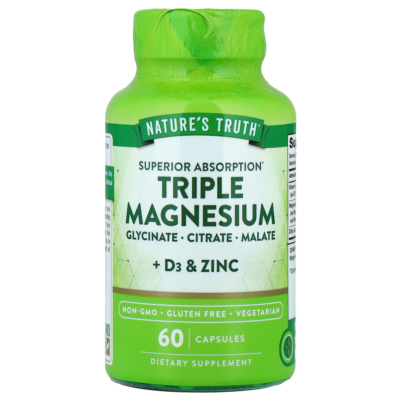 Nature's Truth, Triple Magnesium + D3 & Zinc, 60 Capsules