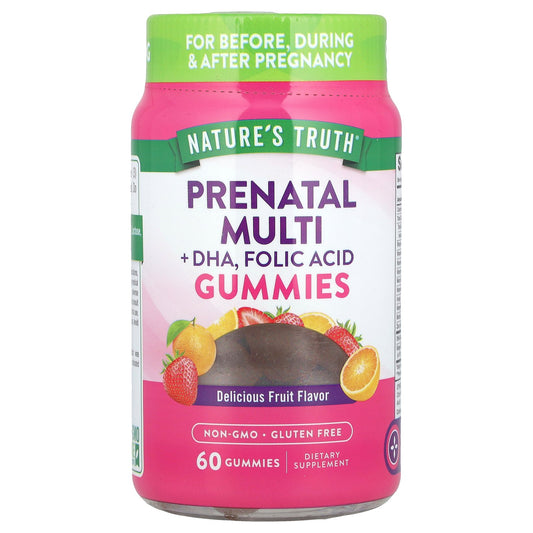 Nature's Truth, Prenatal Multi + DHA, Folic Acid Gummies, Delicious Fruit, 60 Gummies