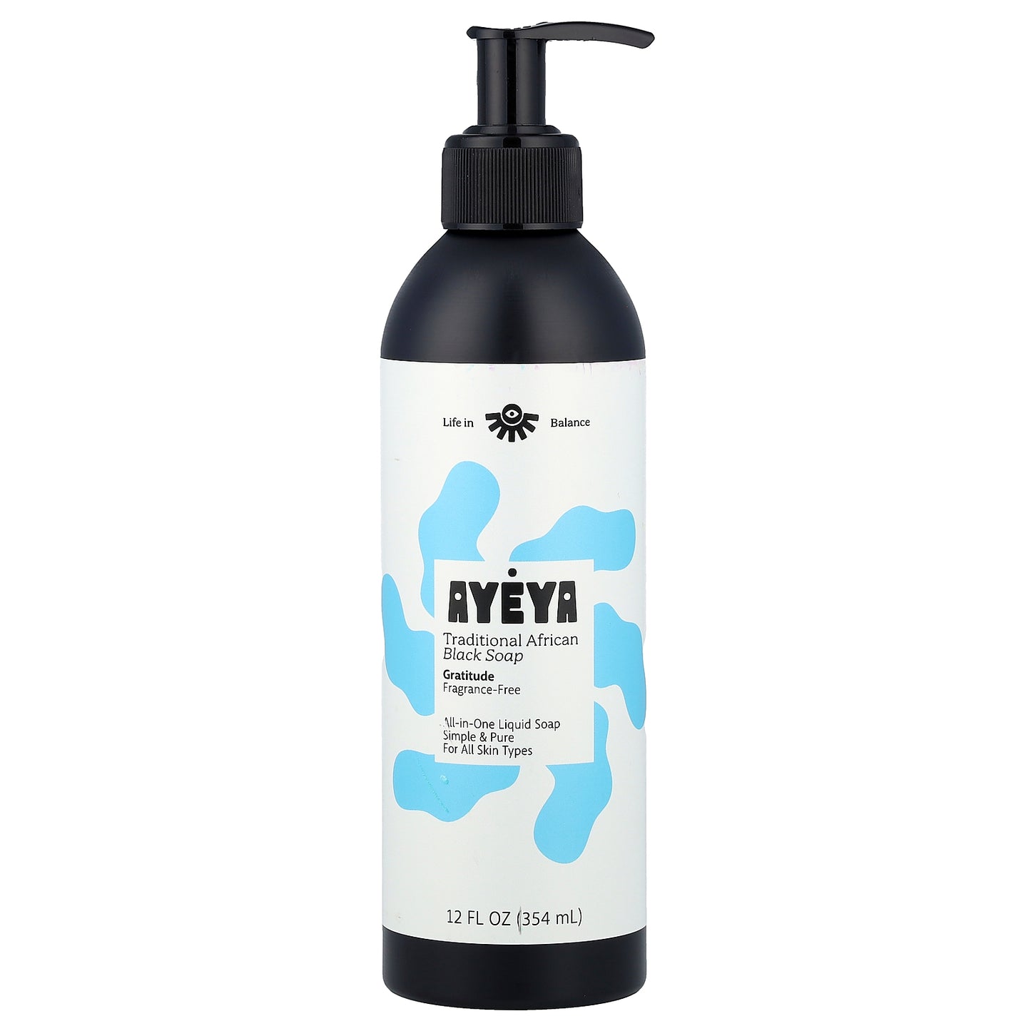 Ayeya, Traditional African Black Soap, For All Skin Types, Fragrance-Free, 12 fl oz (354 ml)