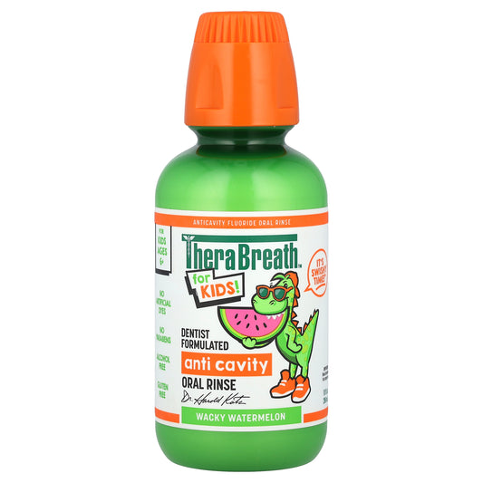 TheraBreath, For Kids! Anti Cavity Oral Rinse,  Ages 6+, Wacky Watermelon, 10 fl oz (296 ml)