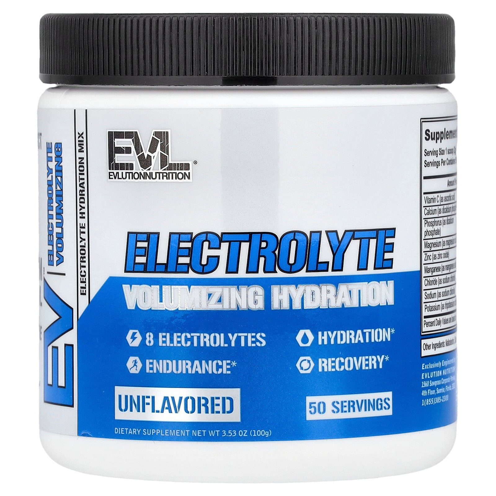 EVLution Nutrition, Electrolyte Volumizing Hydration, Unflavored, 3.53 oz (100 g)