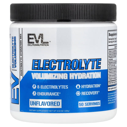 EVLution Nutrition, Electrolyte Volumizing Hydration, Unflavored, 3.53 oz (100 g)