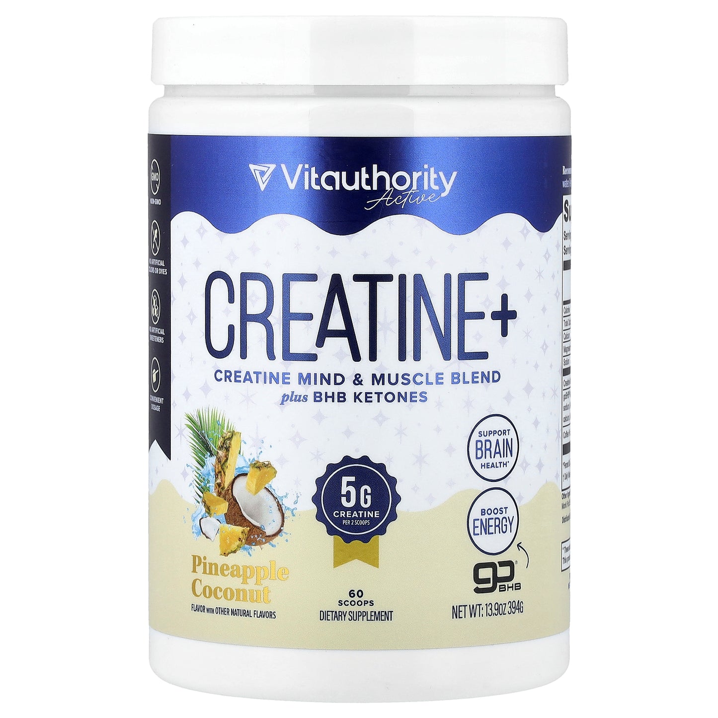 Vitauthority, Active, Creatine+, Pineapple Coconut, 13.9 oz (394 g)