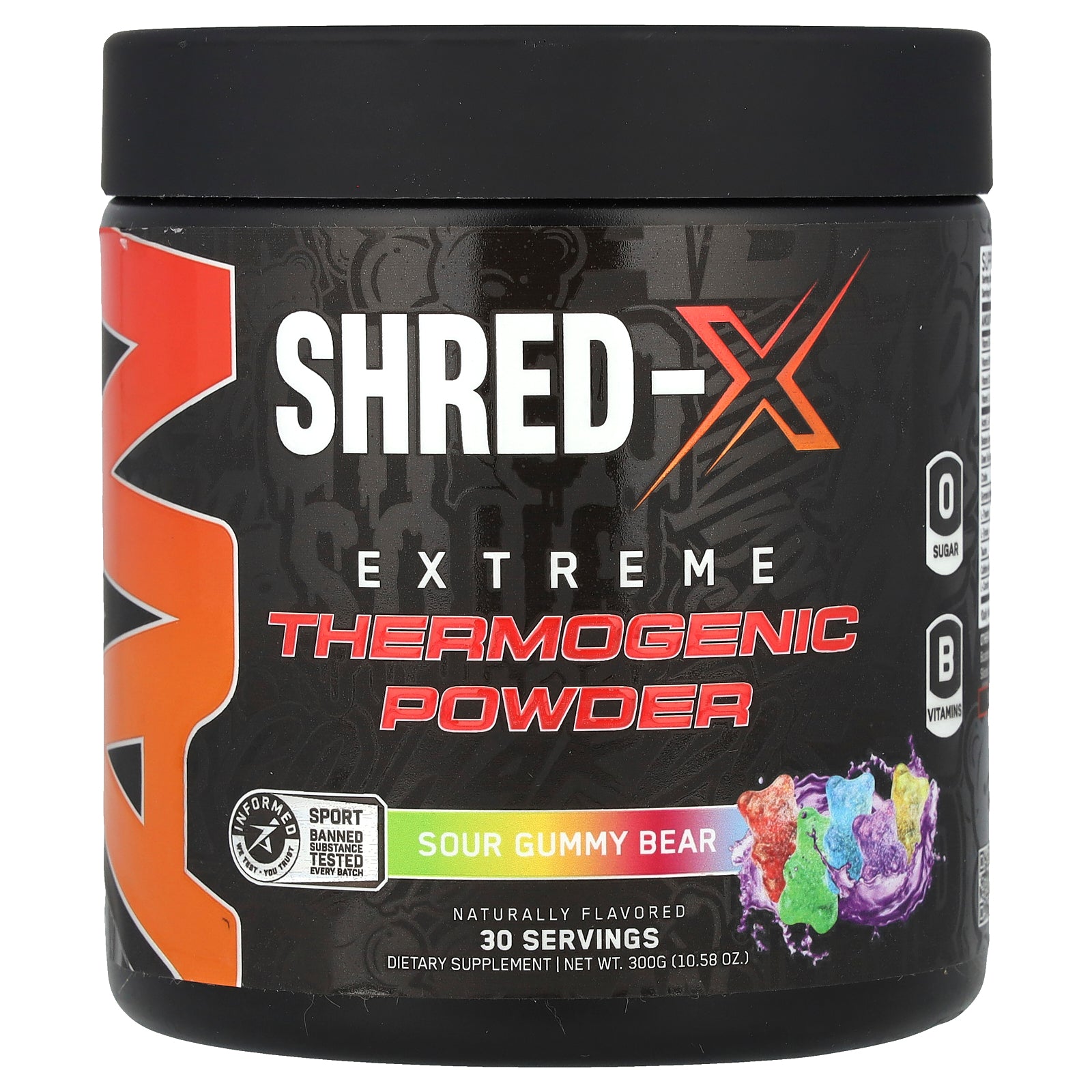 ABE, Shred-X, Extreme Thermogenic Powder, Sour Gummy Bear, 10.58 oz (300 g)