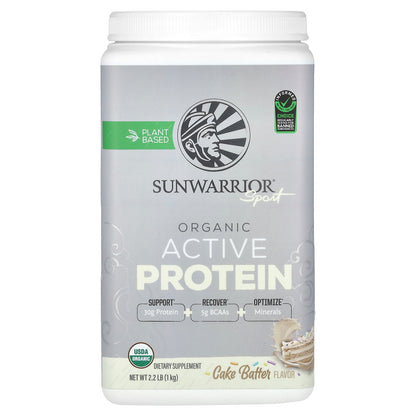 Sunwarrior, Sport, Organic Active Protein, Cake Batter, 2.2 lb (1 kg)