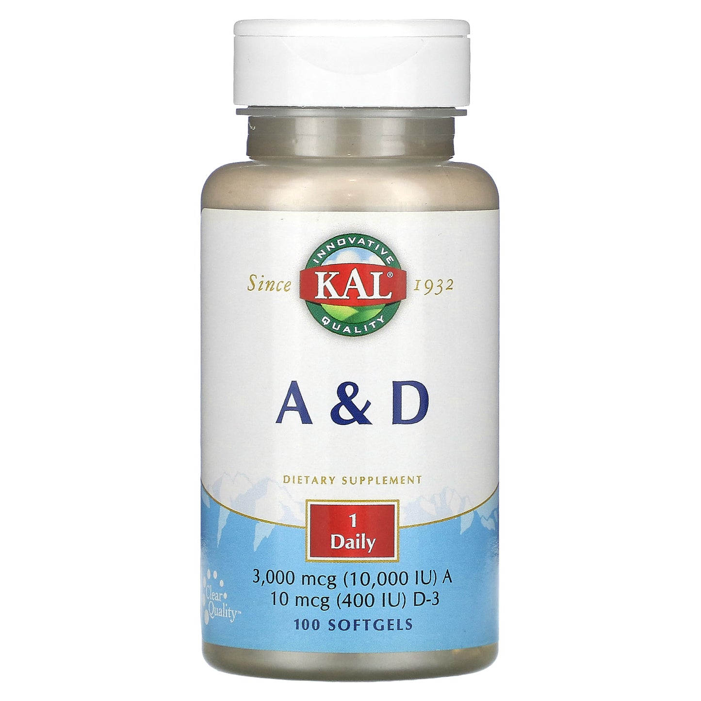 KAL, A & D, 100 Softgels