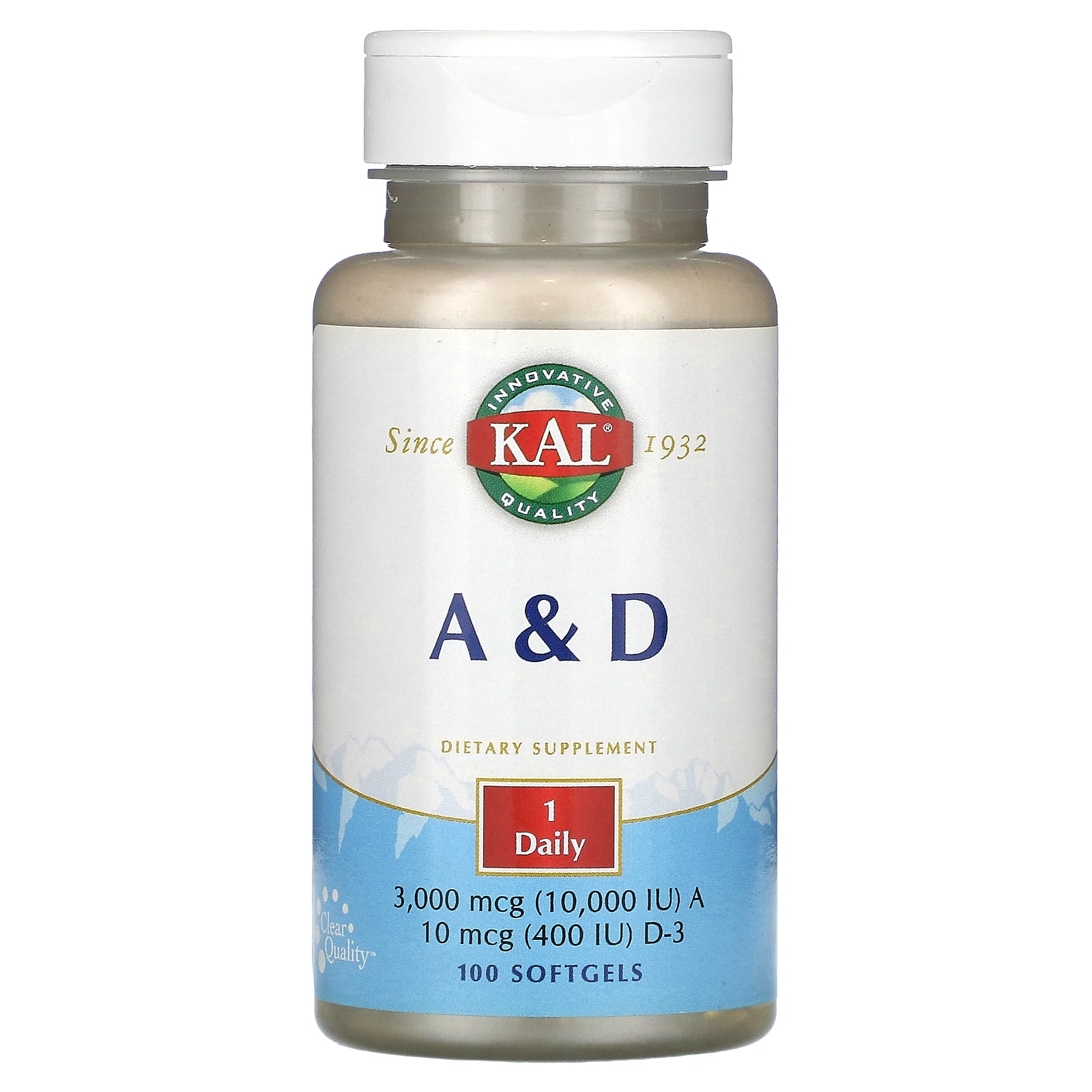 KAL, A & D, 100 Softgels