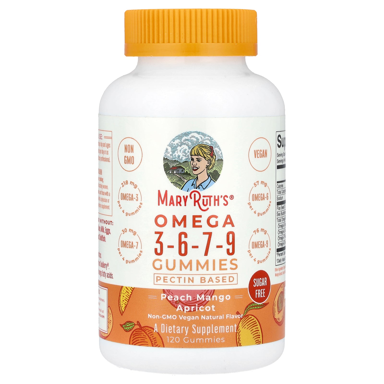 MaryRuth's, Omega 3-6-7-9 Gummies, Peach Mango Apricot, 120 Gummies