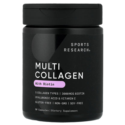 Sports Research, Multi Collagen With Biotin, 90 Capsules
