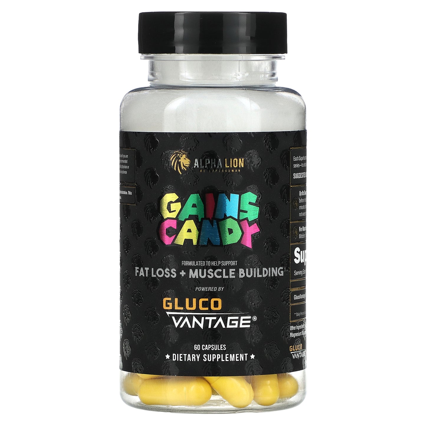 ALPHA LION, Gains Candy, Gluco Vantage, 100 mg, 60 Capsules