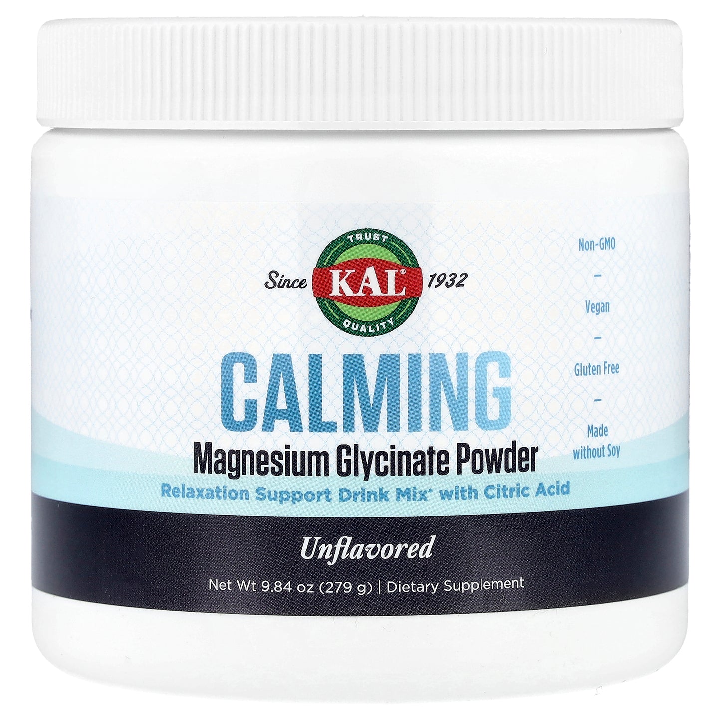 KAL, Calming Magnesium Glycinate Powder, Unflavored, 9.84 oz (279 g)