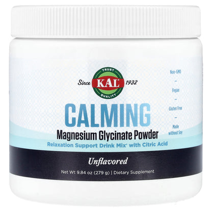 KAL, Calming Magnesium Glycinate Powder, Unflavored, 9.84 oz (279 g)