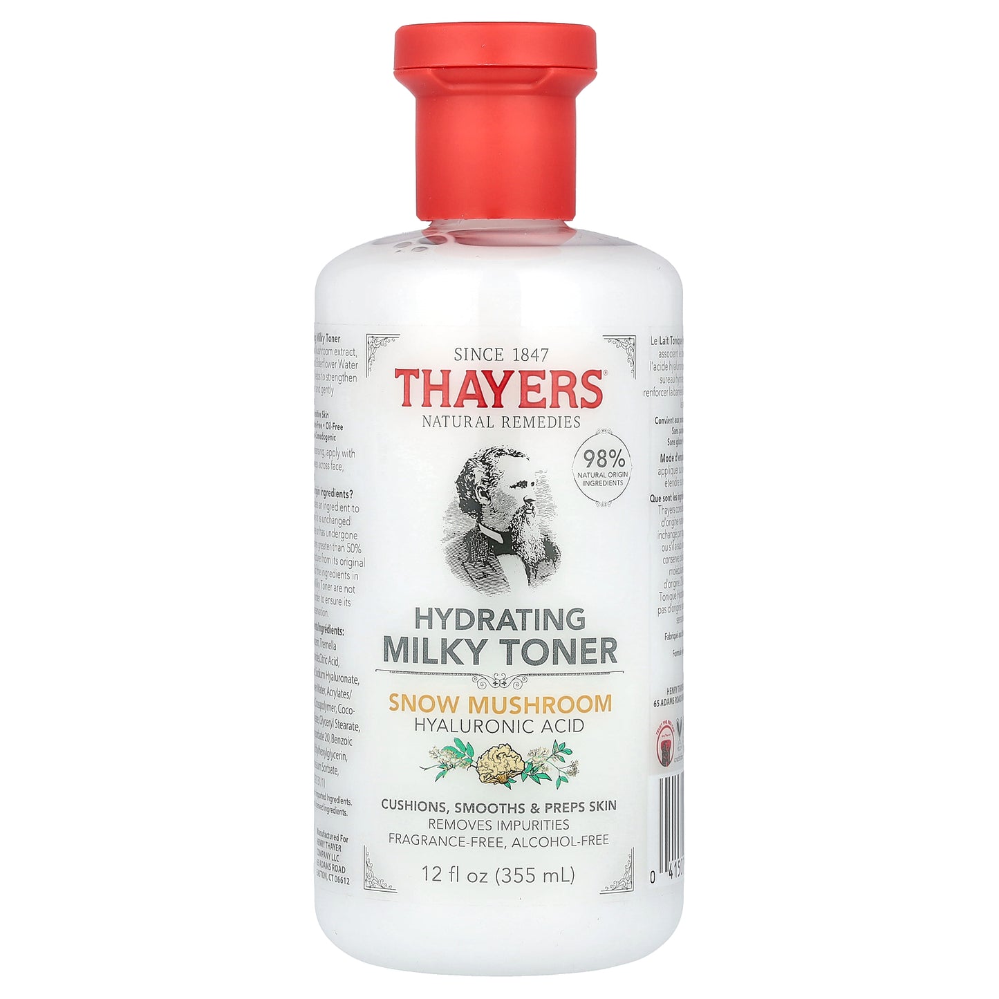 Thayers, Hydrating Milky Toner, Snow Mushroom, Alcohol-Free, Fragrance Free, 12 fl oz (355 ml)