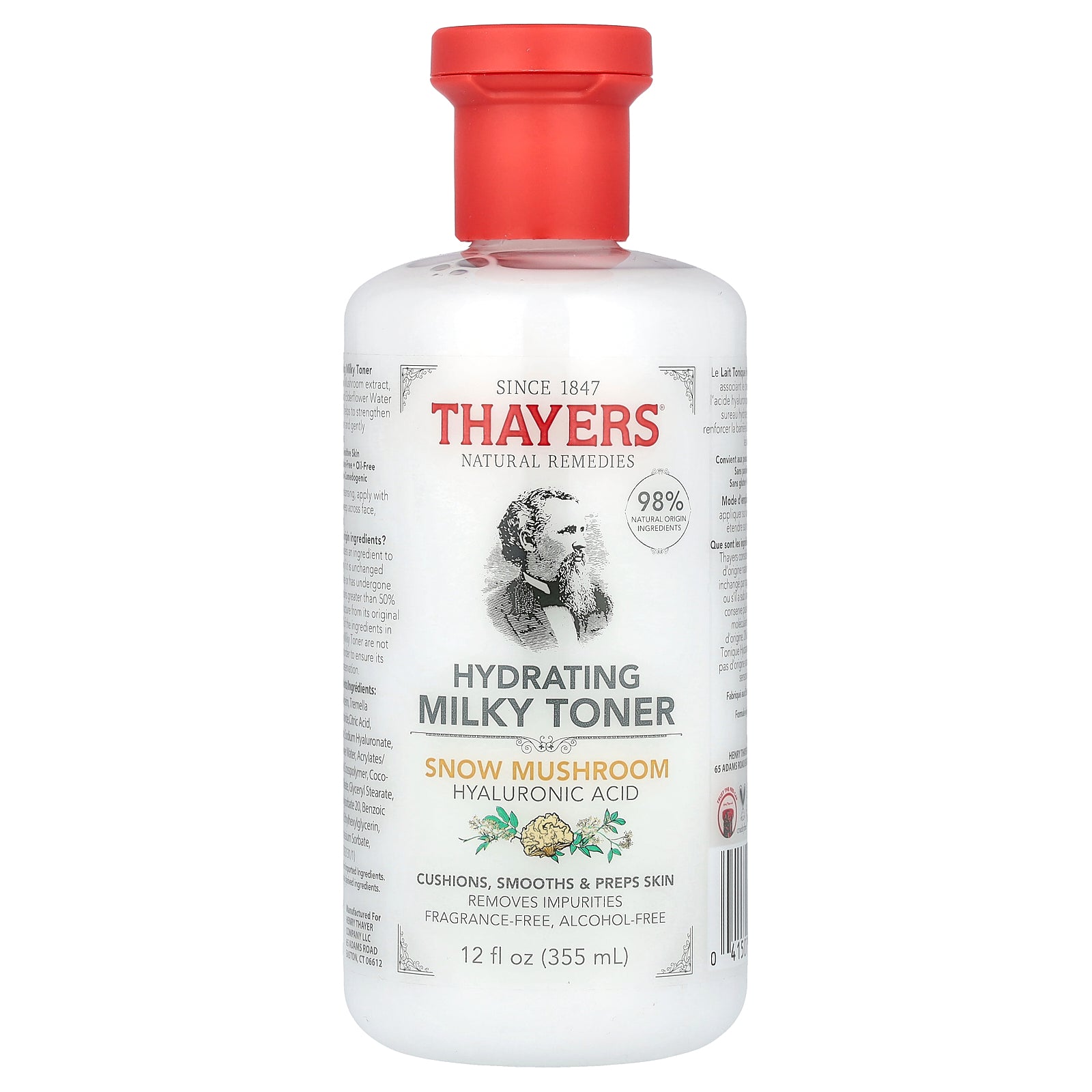 Thayers, Hydrating Milky Toner, Snow Mushroom, Alcohol-Free, Fragrance Free, 12 fl oz (355 ml)