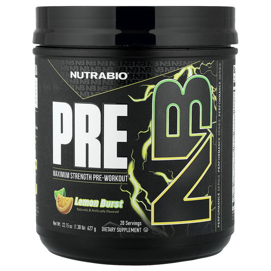 NutraBio, PRE-Workout, Lemon Burst, 1.38 lb (627 g)