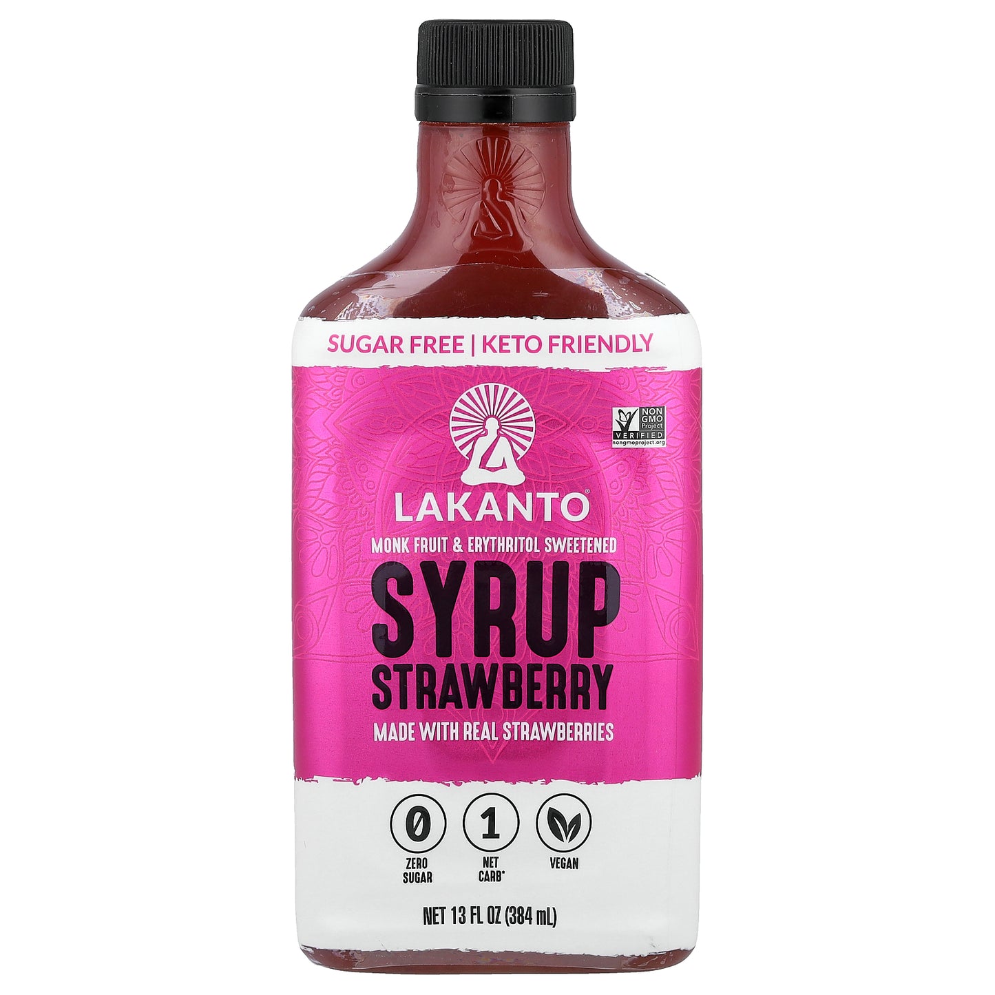 Lakanto, Strawberry Syrup, 13 fl oz (384 ml)