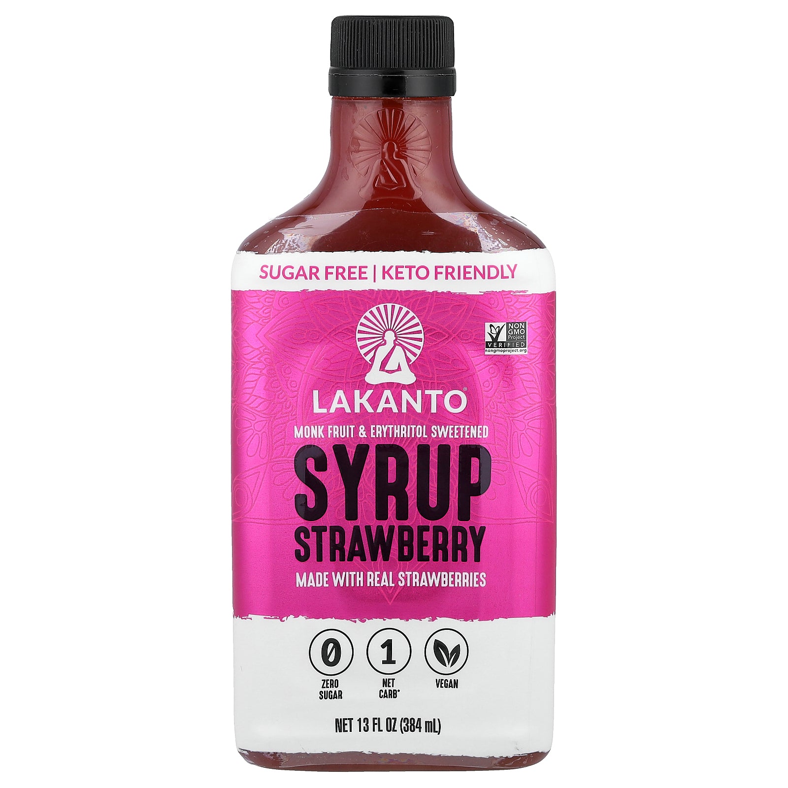 Lakanto, Strawberry Syrup, 13 fl oz (384 ml)