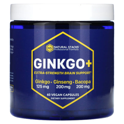 Natural Stacks, Ginkgo+ Brain Support, 60 Vegan Capsules