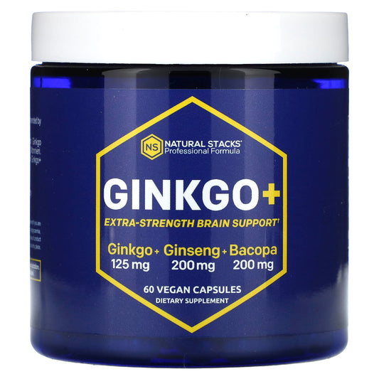 Natural Stacks, Ginkgo+ Brain Support, 60 Vegan Capsules