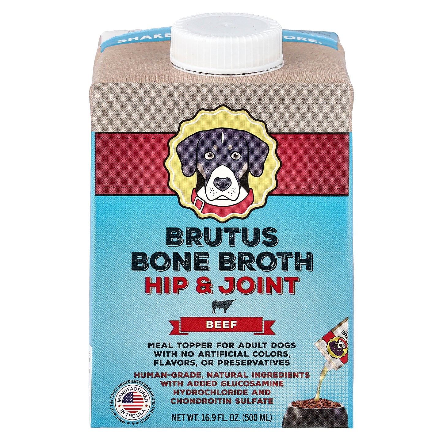 Brutus Bone Broth, Hip & Joint, For Adult Dogs, Beef, 16.9 fl oz (500 ml)