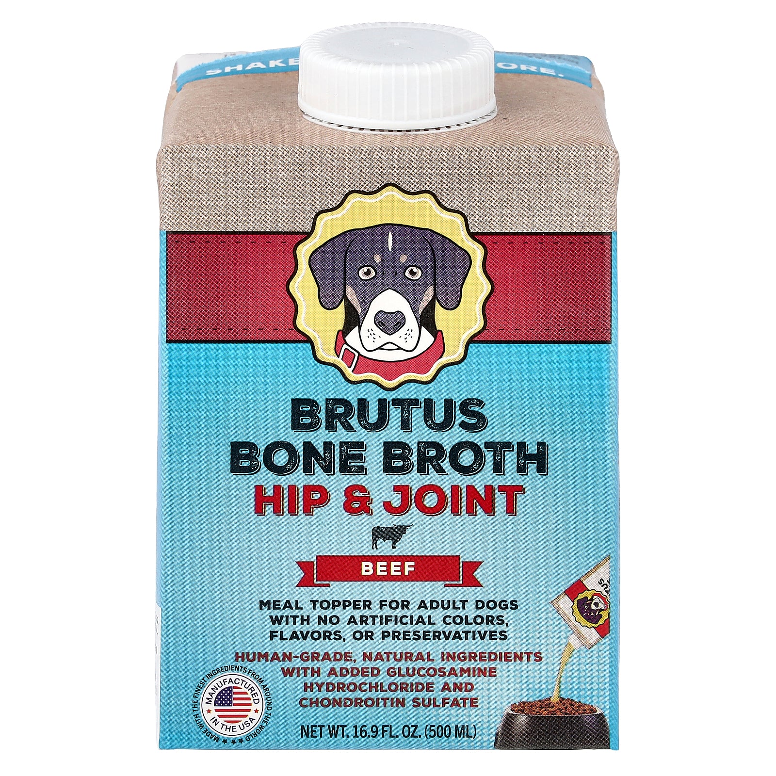 Brutus Bone Broth, Hip & Joint, For Adult Dogs, Beef, 16.9 fl oz (500 ml)