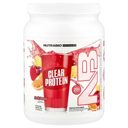 NutraBio, Clear Protein Powder, Whey Protein Isolate, Fruit Punch, 1.1 lb (511 g)