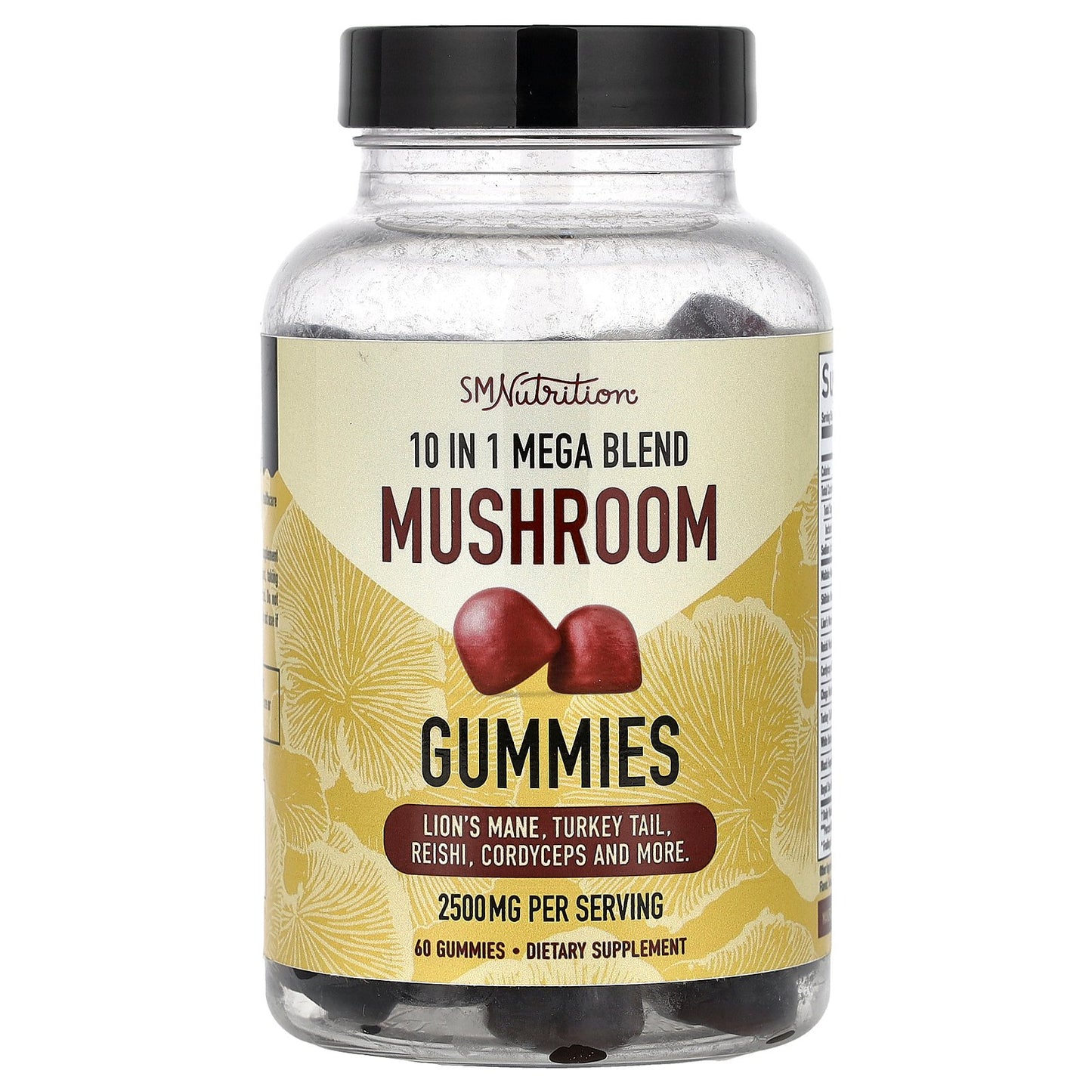 SMNutrition, 10 in 1 Mega Blend Mushroom Gummies, Raspberry, 60 Gummies