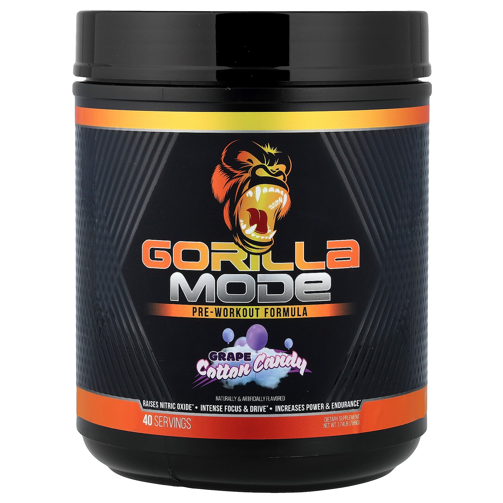 Gorilla Mind, Mode, Pre-Workout Formula, Grape Cotton Candy, 1.74 lb (788 g)